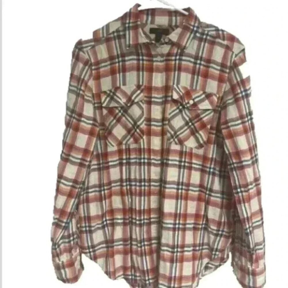 J Crew Women’s Slim Long Sleeve Button Up Shirt  Multicolor Plaid Size 6